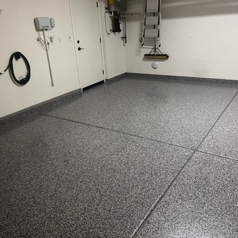 Creative Epoxy Coating - Able to walk on it. Can you see the brand new sparkly floor ! - Flooring Near Me