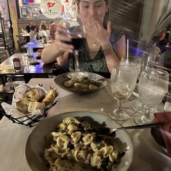 Cafe Gabbiano - Girlfriend had the Truffle Ravioli and I had the Tortellini Alla Paolo (both amazing) we also had an order of Garlic Bread - Italian Near Me - Sarasota, Florida Cafe Gabbiano - Girlfriend had the Truffle Ravioli and I had the Tortellini Alla Paolo (both amazing) we also had an order of Garlic Bread - Italian Near Me - Sarasota, Florida