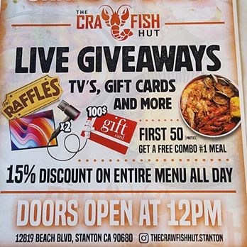 The Crawfish Hut - Opening on April 5 & 6. Service is excellent and the food is good. - Cocktail Bars Near Me - Stanton, California The Crawfish Hut - Opening on April 5 & 6. Service is excellent and the food is good. - Cocktail Bars Near Me - Stanton, California
