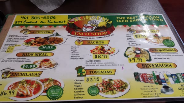 Menu photo 8 California Taco Shop Pawtucket, RI