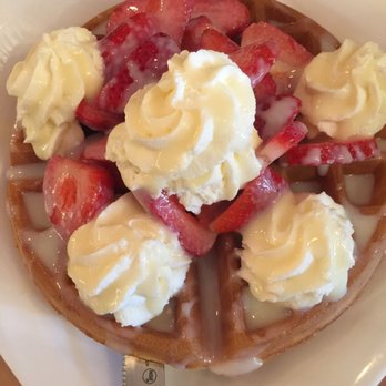 Prince Tea House - Waffles with strawberries and whipped cream - Desserts Near Me - Brooklyn, New York Prince Tea House - Waffles with strawberries and whipped cream - Desserts Near Me - Brooklyn, New York