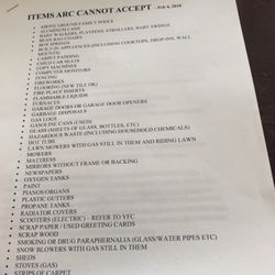 Arc Thrift - This is just the 1st page of stuff they have listed that they refuse to take from people so they can be lazy.