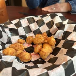 Moose Knuckle Bar & Grill Creston - What's left of a cheese curd serving - very generous