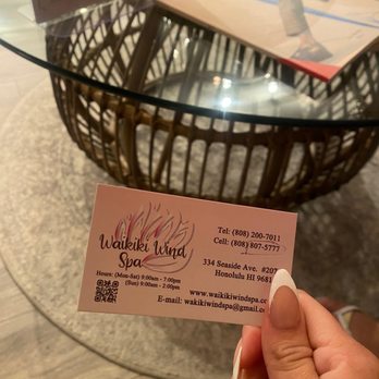 Waikiki Wind Spa - Business card. - Reflexology Near Me - Honolulu, Hawaii