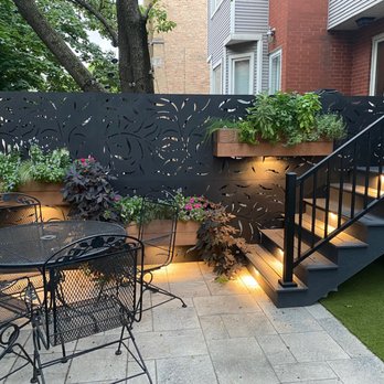 Himsben Design Studio - Brand new front patio including privacy wall with planters, Trex stairs, pavers, turf and lighting - Landscape Architects or Designers Near Me Himsben Design Studio - Brand new front patio including privacy wall with planters, Trex stairs, pavers, turf and lighting - Landscape Architects or Designers Near Me