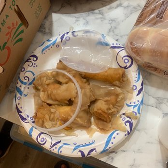 Full Moon Palace - Melted soup lid with egg rolls - Chinese Near Me - Galt, California