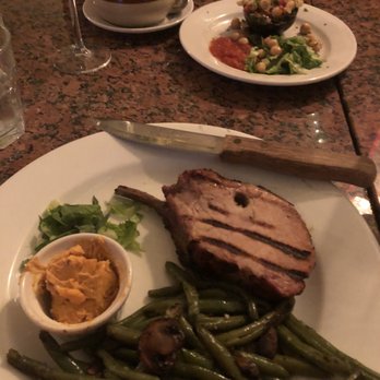 French Grill House - Slow roasted pork chop.  Grilled avocado. Soup was delicious. - French Near Me - West Palm Beach, Florida