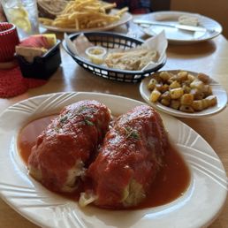 Stuffed Cabbage Rolls I ordered 2 so I can take 1home.Get the fried potatoes! Delish Stuffed Cabbage Rolls I ordered 2 so I can take 1home.Get the fried potatoes! Delish