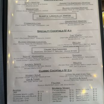 Scampi Grill - menu - Italian Near Me - Vero Beach, Florida