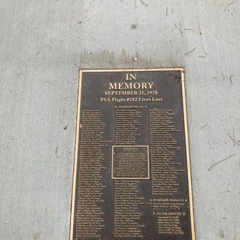 PSA Flight 182 Memorial Plaque - The memorial plaque on the sidewalk at the intersection of Dwight and Nile - Landmarks & Historical Buildings Near Me - San Diego, California PSA Flight 182 Memorial Plaque - The memorial plaque on the sidewalk at the intersection of Dwight and Nile - Landmarks & Historical Buildings Near Me - San Diego, California