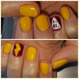 Harry Potter designs done with a paintbrush by Mela. Specific to my requests.