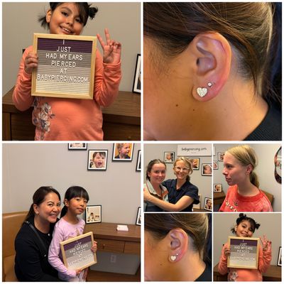 Professional ear piercing for girls and women of ALL ages! - First time ear piercing for infants and toddler, kids, teens and adult ear piercing.
Second and third ear piercings!
Only on the lobes! 
No cartilages piercings, No facial or body piercings.