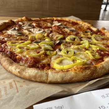Blaze Pizza - Mushroom and banana peppers pizza. - Pizza Near Me - Rowlett, Texas