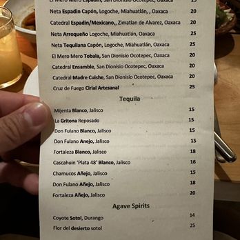 Bombera - Back of drink menu - Mexican Near Me - Oakland, California