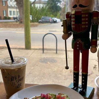 Idle Hour Coffee - Avocado toast and iced maple bourbon latte - Coffee & Tea Near Me - Raleigh, North Carolina