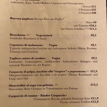 Esse Osteria - Antipasti menu - Osteria Tressanti - Italian Near Me - Berlin, BE