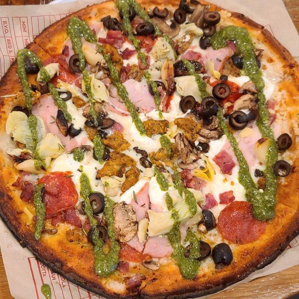 Cauliflower Crust with Pesto Cauliflower Crust with Pesto