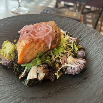 LB Steak - Bishop Ranch - Salmon power bowl on the cauliflower came with chimichurri  that had a unique refreshing taste and filling - Steakhouses Near Me - San Ramon, California