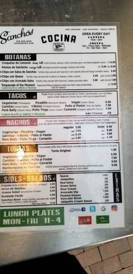 Menu photo 6 Sanchos San Antonio, TX