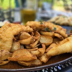 Montsweag Restaurant - Classic Fish & Chips - Beer battered Fresh Atlantic Haddock served with French Fries and Coleslaw