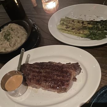 Catch n' Chop - NY Strip w/ sides (Garlic Mashed Potato & Grilled Jumbo Asparagus). - Steakhouses Near Me - New York, New York