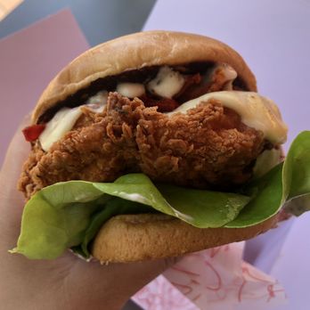 Cluck Kitchen - close up of the havarti chicken sandwich - Chicken Shop Near Me - Irvine, California