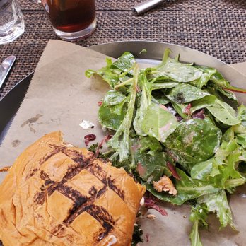 Running Goose - Salmon belly sandwich with a side salad. - Gastropubs Near Me - Los Angeles, California Running Goose - Salmon belly sandwich with a side salad. - Gastropubs Near Me - Los Angeles, California