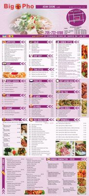 Menu photo 2 Big Pho Barrie, ON