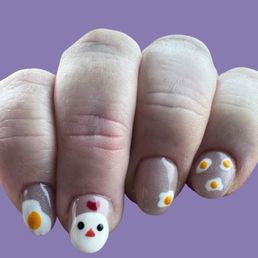 Gel extensions with cute art Gel extensions with cute art