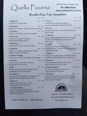 Menu photo 2 Quella Pizzeria Pascoe Vale, VIC
