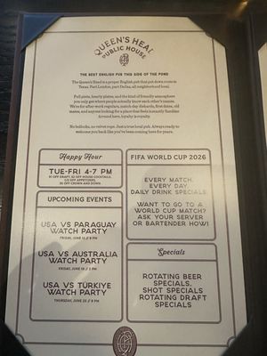 Menu photo 3 Queen's Head Pub Dallas, TX