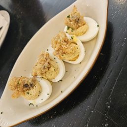 Fried oysters deviled eggs