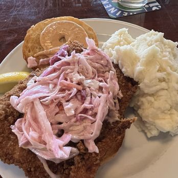 Bungalow Bar - Fish sandwich & mash - American Near Me - Seaside, New York Bungalow Bar - Fish sandwich & mash - American Near Me - Seaside, New York