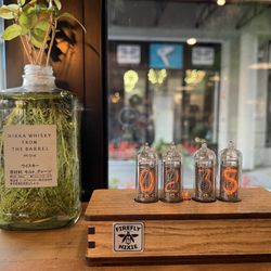 Sweet Barrel Creamery and Coffee Roasters - Very cute vacuum tube clock