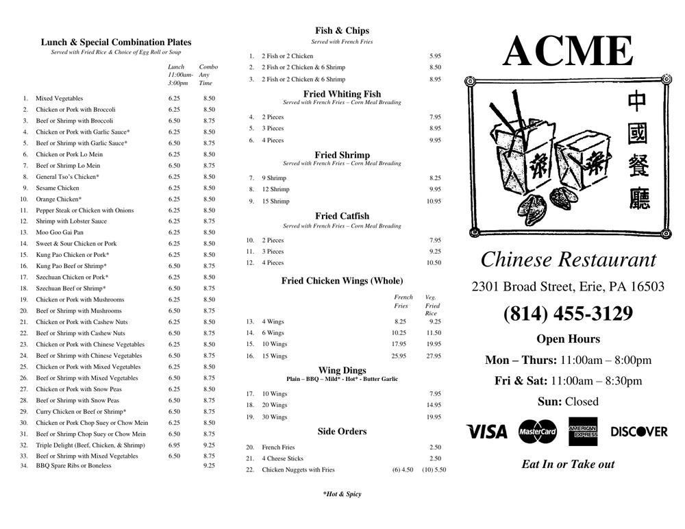 Food from Acme Restaurant