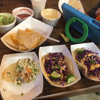 Taco Jed - So good I couldn't wait! Half fish taco and two shrimp tacos. - Tacos Near Me - Rochester, Minnesota Taco Jed - So good I couldn't wait! Half fish taco and two shrimp tacos. - Tacos Near Me - Rochester, Minnesota