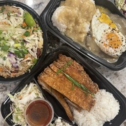 Garlic Fried Rice, Buttermilk Fried Chicken Katsu, and Loco Mocos - yummm! Garlic Fried Rice, Buttermilk Fried Chicken Katsu, and Loco Mocos - yummm!