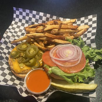 Sams Hollywood Billiards - Garden burger - jalapeños extras but I love spicy - Pool Halls Near Me - Portland, Oregon Sams Hollywood Billiards - Garden burger - jalapeños extras but I love spicy - Pool Halls Near Me - Portland, Oregon
