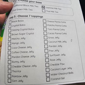 Unu Cafe - Sheet of special milk tea - Bubble Tea Near Me - Westminster, California