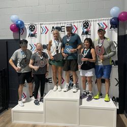 Ace Pickleball Club - Vernon Hills - Tournament podium 3.5 mixed 50 and over.