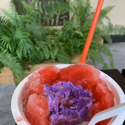 Hawaiian Ice Cones - Cherry shave ice with ube ice cream
