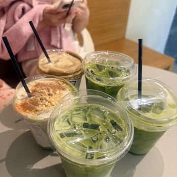 Rikyu - Banana cream matcha latte Hojicha latte  Matcha latte - Cafes Near Me - Palo Alto, California