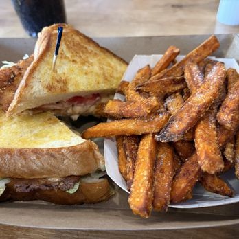 Smash'd Burger Bar - Salmon with sweet potato fries - Burgers Near Me - Indianapolis, Indiana