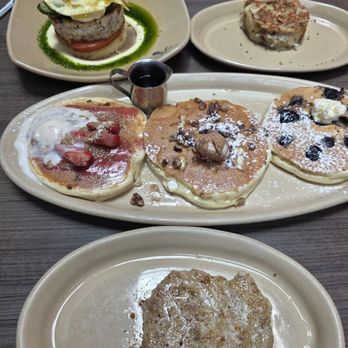 Snooze, an A.M. Eatery - Pancake flight, chicken sausage and crab cake Benedict - Breakfast & Brunch Near Me - San Diego, California Snooze, an A.M. Eatery - Pancake flight, chicken sausage and crab cake Benedict - Breakfast & Brunch Near Me - San Diego, California