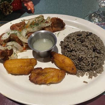 Havana Cafe - Pork, black rice and beans with plantains - Cuban Near Me - Indianapolis, Indiana