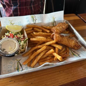 Seasurf Fish - fish and chips... sad portion of fish with 2 tiny pieces... oily - Seafood Near Me - Yorba Linda, California
