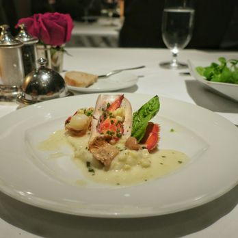 Gary Danko - Roast Maine lobster with potato puree, chanterelle mushrooms, corn and tarragon. - New American Near Me - San Francisco, California Gary Danko - Roast Maine lobster with potato puree, chanterelle mushrooms, corn and tarragon. - New American Near Me - San Francisco, California