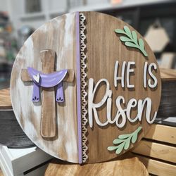 Painted Pallet Studio - He is Risen wooden door hanger