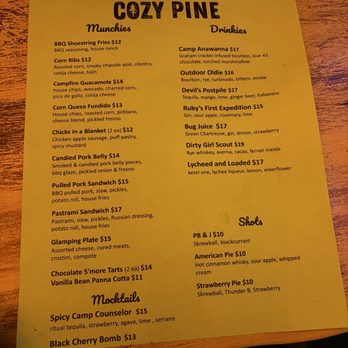 Cozy Pine - Menu as of Dec 2025 - Speakeasies Near Me - Irvine, California