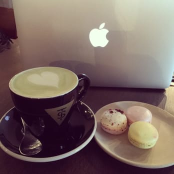Tout Suite - GreenTea Latte & Rose, Pistachio, and Strawberry Macarons - Cafes Near Me - Houston, Texas Tout Suite - GreenTea Latte & Rose, Pistachio, and Strawberry Macarons - Cafes Near Me - Houston, Texas